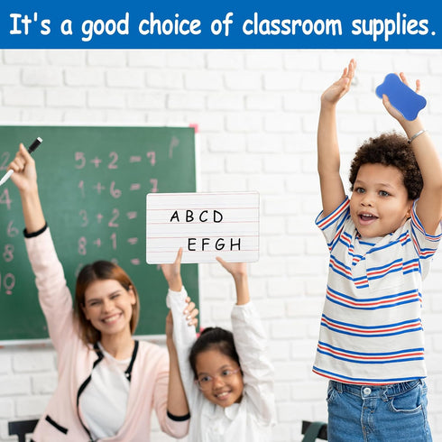 Dry Erase Lapboards with Lines, Pack of 18, 6 x 9 inch Double Sided White Boards with 18 Pens, 18 Erasers