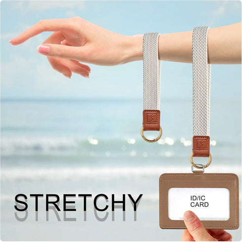 Fishent Stretchy Key Chain, Cute Keychain Wristlet, Woven Wrist Lanyard for Keys, ID Badges, Card Wallet