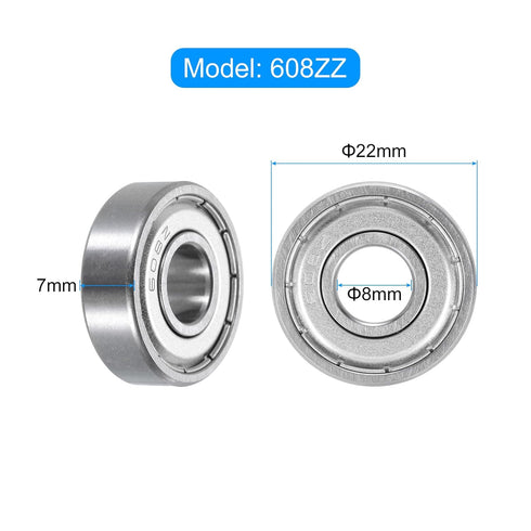 uxcell 10pcs 608ZZ Miniature Deep Groove Ball Bearings 8x22x7mm Double Shielded Bearings for Electric Motor, Home Appliances, Garden Machinery, P5 (ABEC 5)