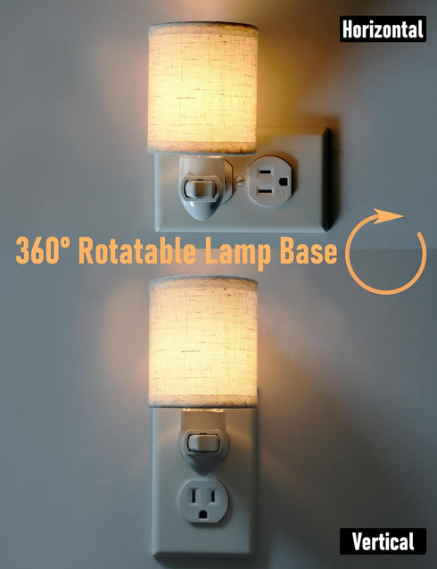 2-Pack Vintage Plug in Night Light with On Off Switch, Replaceable Blub LED Night Lights Plug into Wall Socket, Bright
