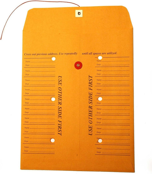 Quality String-Tie Jumbo Size Inter-Department Envelopes, 12 x 16 Inches, 10 per Pack, Printed Both Sides