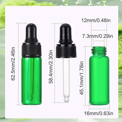 Kesell 5ml 1/6 oz Dropper Bottles - Pack of 20 Essential Oil Portable Travel Bottles with Tapered Glass Droppers,