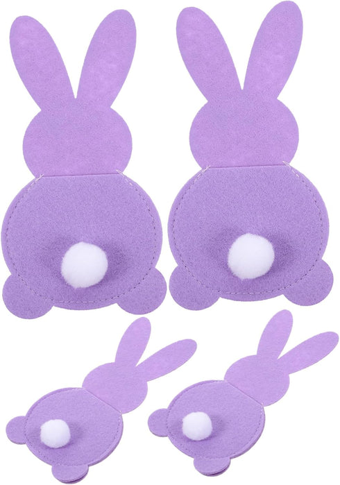PRETYZOOM 4pcs Easter Bunny Cutlery Holder Bags Adorable Tail Design for Festive