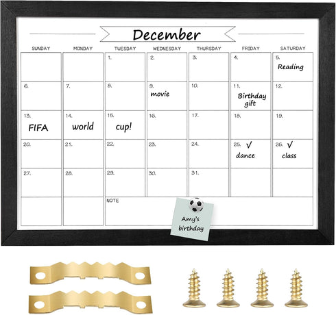 TORASO Dry Erase White Board & Monthly Calendar Board, Magnetic Whiteboard for Wall, Hanging Board for Office, Home
