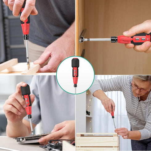 ORIA Rechargeable Cordless Screwdriver Set, Electric Power Screwdriver with LED Light, 10 Bits, 1/4'' Bit Holder
