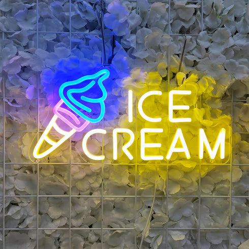 15.7"" 7.8"" Ice Cream Neon Sign Ice Cream Light Ice Cream Signs for Business, Ice Cream Bar Sign Decor for Drinking