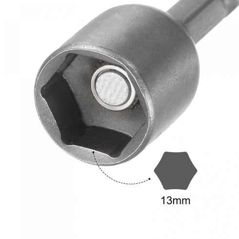 1/4 Quick-Change Hex Shank Magnetic Nut Setter Driver Drill Bit, 13mm Length for Machine Maintenance