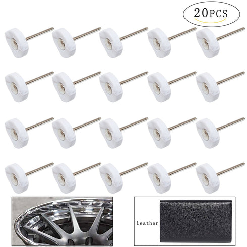 Little Buffer Wheels Buffing and Polishing Wheel for Rotary Drill Tools, White, 3mm Mandrel (20 Pieces)