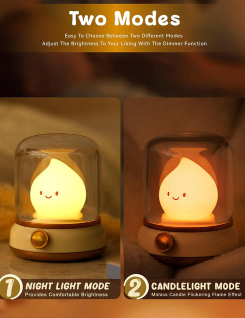 Dimmable WANIDEA Flameless Candles Lamp, Led Candles,Cute Kerosene Lamp,Silicone Flame Amber Light,Adjustable