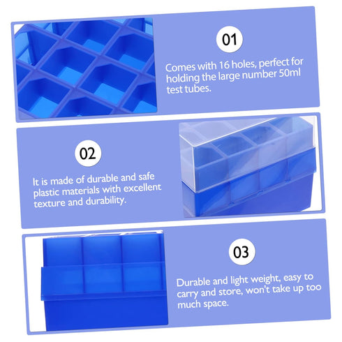 Healvian 3pcs Tube Box Rack for 50ml Tube Holder Vials Storage Tray, Small Plastic Cryogenic Test Tube Storage