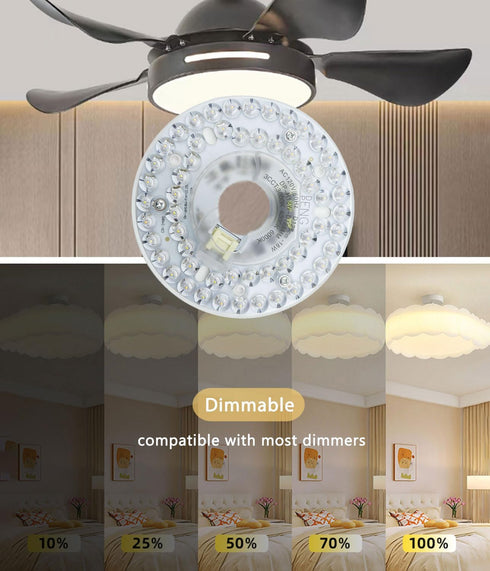 MouMouPurr 4.92'' 18W 3CCT (3000K/4000K/6000K) Dimmable, LED Ceiling Fan Light Retrofit Kit, Flush Mount Ceiling Light