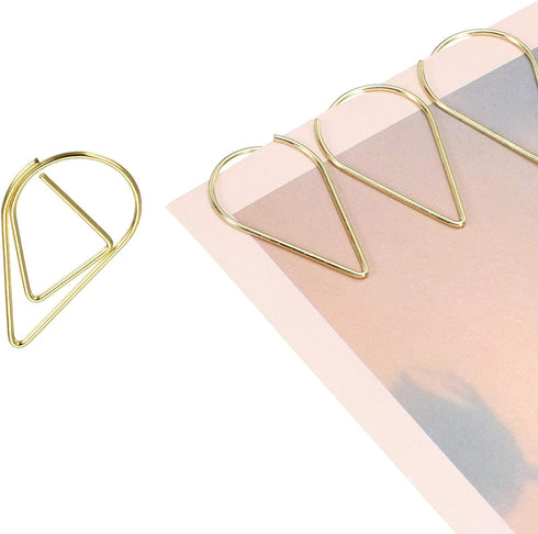YOKIVE Paper Clips, 100 Pcs, Drop-Shaped, Keep Desk Neat, Great for Art, Home, Daily Use, Gold, 1-Inch