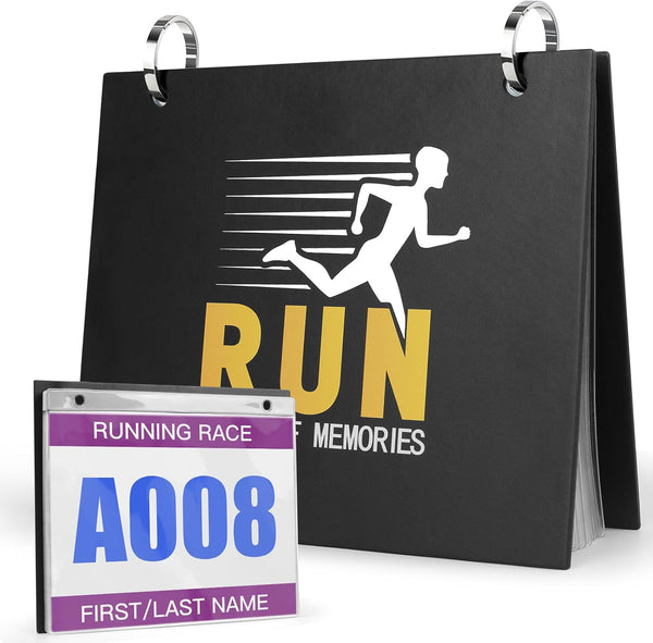 Race Bib Album, 24 Vinyl Sleeves, Display Holder With Cover for Marathon,
