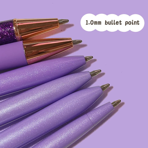 Personalized 6 Pcs Purple Ballpoint Pens, 1.0mm Medium Point Black Ink for Journaling, Office, School Supplies Gifts