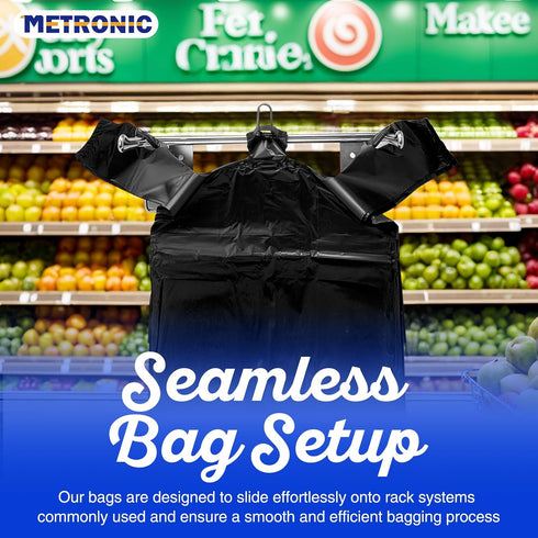500 Count 11.5 6.5 21 Packaging, METRONIC Black Plastic T-shirt Bags with Handle, x x Plastic Carry Bags for Retail
