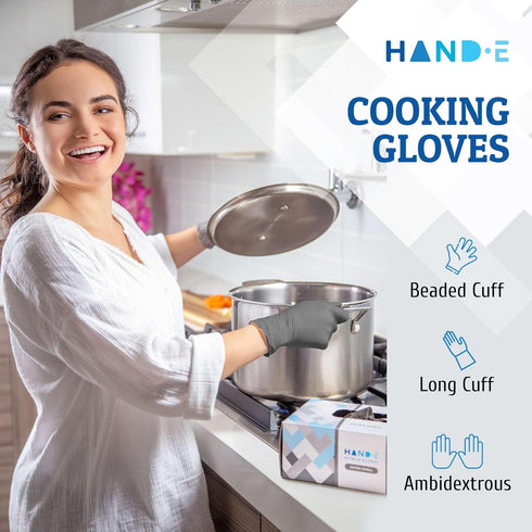 Hand-E Touch Disposable Grey Nitrile Gloves, 100 Count Latex Free Medical Gloves