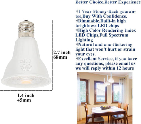 Dimmable R14 LED Spotlight Bulb, 5W Type R Bulb, 450 Lumen Mini Reflector Light Bulb, E17 Intermediate Base, 2 Pack