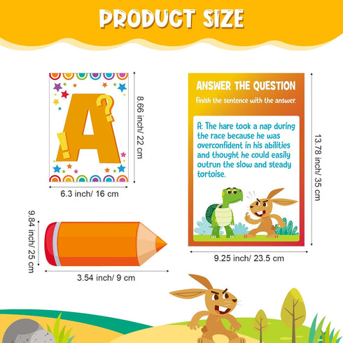 Outus 36 Pcs Races Writing Strategy Bulletin Board Poster Set, Alphabet Cutout and Writing Posters, Pencils with Sentence Beginning and Blank Pencils for Elementary School Classroom Wall Decoration