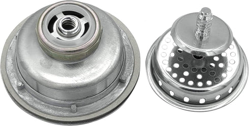 Spin and Seal Kitchen Basket Strainer, Solid Stainless Steel, Fits 3-1/2"-4" Universal Fit