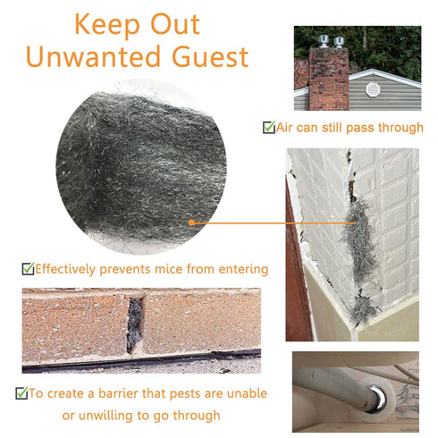 Steel Wool Mice Control, 2 Pack 3"x10 Ft Hole Filler, Gap Blocker, Barrier for Protecting Against Animals in Holes,