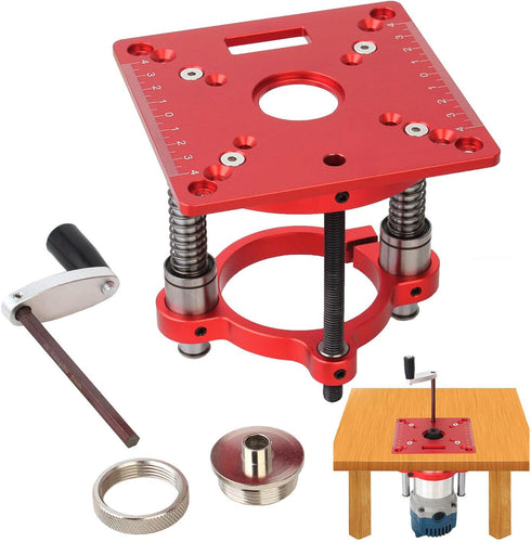 ZGHUNVRE 65mm Router Table Lifting System, Milling Table Elevation, Aluminum Alloy Insert Plate with Anodized Cutting