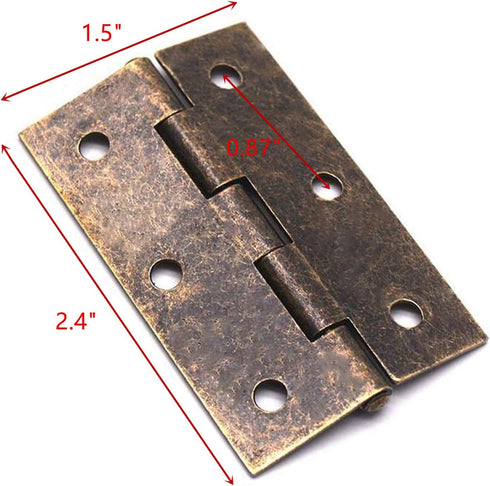 XMHF Cabinet Gate Closet Door Hinges 2.4"x1.5" Home Furniture Hardware Folding Butt Hinges Bronze Tone with Screws Pack