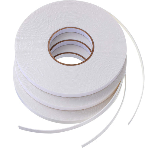 3 Rolls Double Sided Foam Tape - PE Roll Double Faced Sponge Adhesive Mounting Tape (1/2 Inch by 50 Feet)