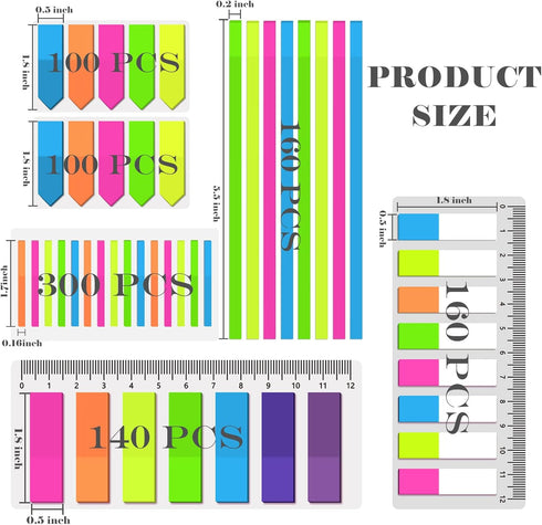 BAYTORY 960 Sheets Transparent Sticky Index Tabs, Clear Sticky Notes Long Page Book Markers Tabs, Tape Flags for Book Annotation Tabs and Aesthetic School Stationary Supplies Planner Accessories