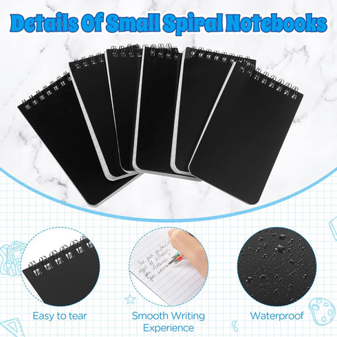 Nuanchu Note Pads 3 x 5'' Mini Spiral Notepad, 60 Sheets Top Bound Notebook for Home Office School, Black, 100 Pcs