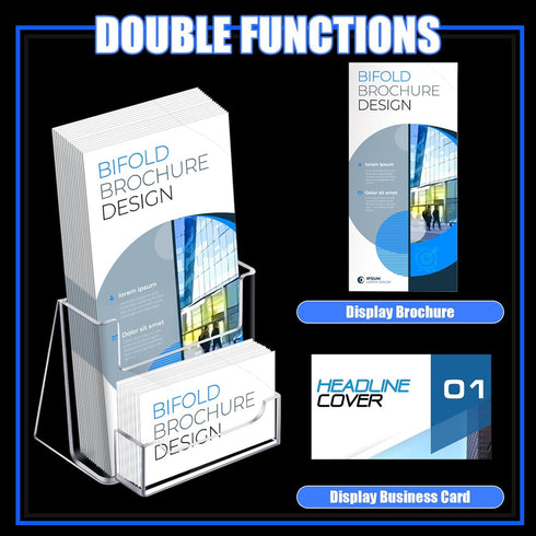 Wenqik Acrylic Brochure Holder - 4.1 Inch Clear Business Card Organizer Stand for Menu, Flyer, Magazine, Office (10 Pcs)