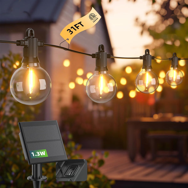 Kawaya Outdoor String Lights, LED Patio Light, Shatterproof Edison Globe Bulbs -