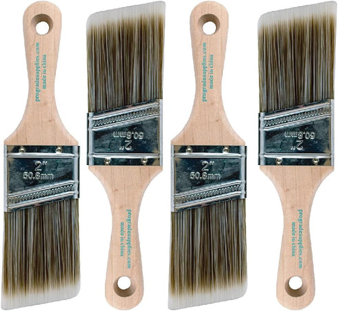 Vermeer 4-Pack Paint Brushes, 2" Angle Stubby Brushes for All Latex and Oil Paints & Stains, Home Improvement