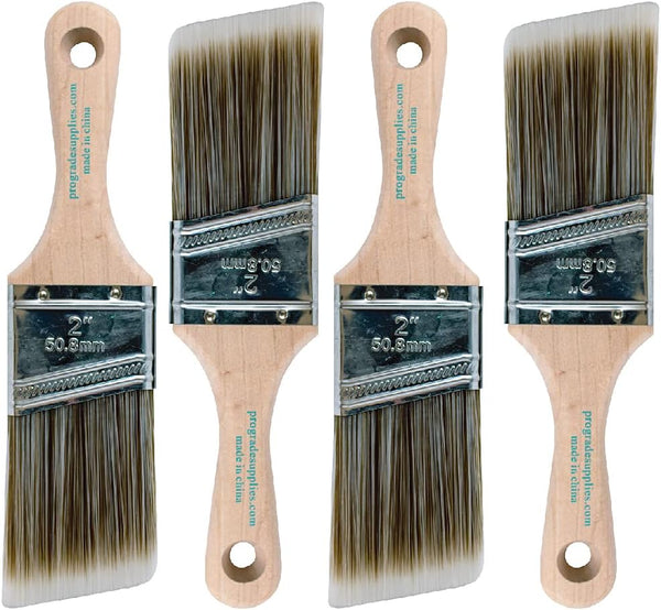 Vermeer 4-Pack Paint Brushes, 2" Angle Stubby Brushes for All Latex and Oil Paints & Stains, Home Improvement