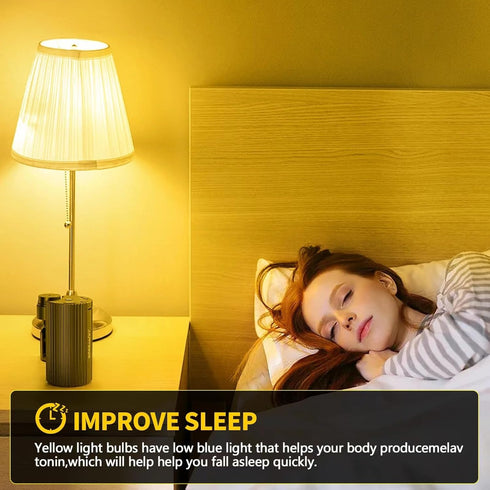 Bug Light Bulbs LED Yellow Light Bulb, 9W (6W Equivalent), E26 Base Amber Bug Light for Outdoor