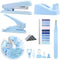 UPIHO Blue Office Supplies, Stapler and Tape Dispenser Set, Includes Stapler, Tape Dispenser, Remover, Clips, Hole Punch