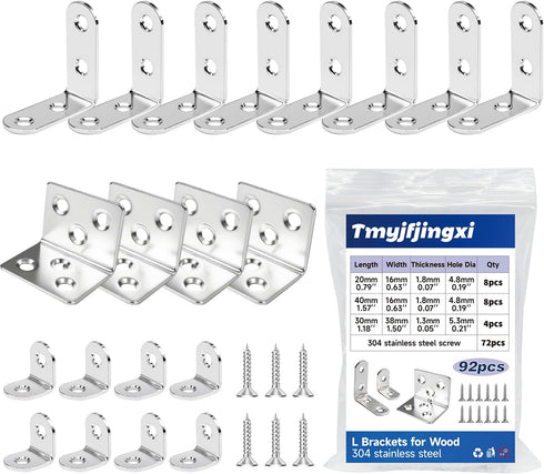 3Sizes Silver L Brackets for Shelves L Shelf Bracket Metal Corner Braces