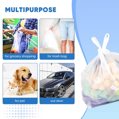 LimonLaviu 100 Pack (11.5'x 6.5" 21') Plastic Bags - x with Handles for Small Business, Restaurants, Grocery & Trash
