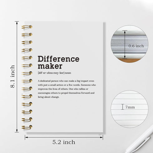 Difference Maker Gift Notebook - Inspirational Journal for Coworkers, 5.5x8.3 Inches Hardcover Spiral Notebook