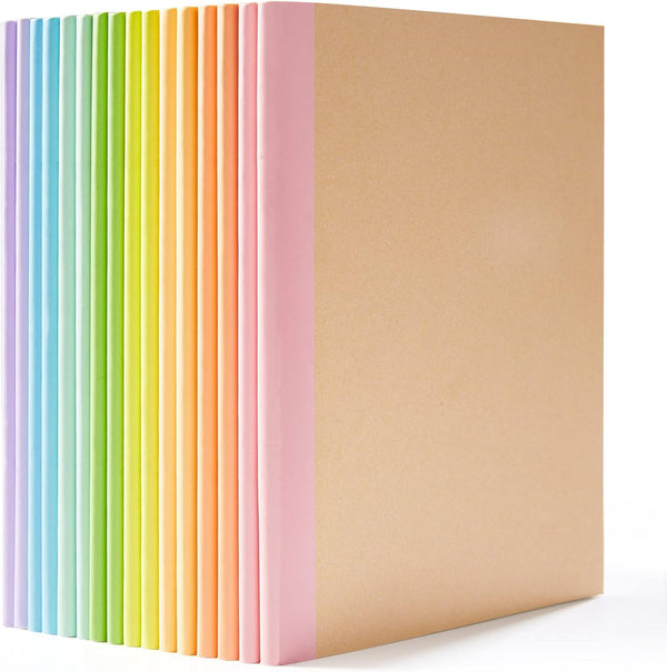 Feela 16 Pack Composition Notebook Bulk, 8.3”x 5.5”, A5, Kraft Cover, 60 Pages, Lined Blank College Ruled Journals, 8