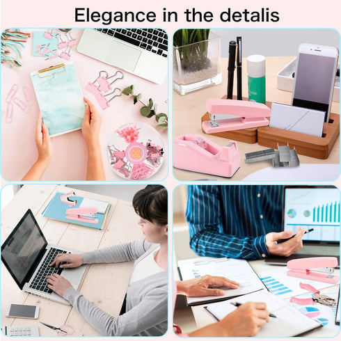 Desk Accessory Kit, Includes Stapler, Staples, Remover, Tape Dispenser, Scissors, Paper Clips, Hole Punch