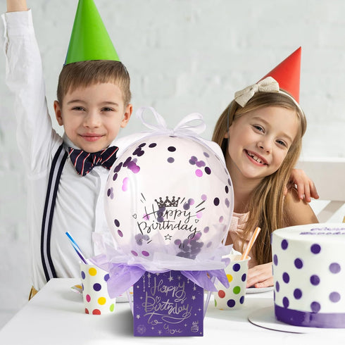 lasuroa Set Pull Money Balloon Box for Cash Gift, Funny Happy Birthday Balloon Surprise with Balloons Ribbon Balloon
