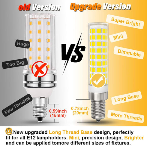 E12 Bulbs 100W C7 Dimmable 6000K 10W 1000 T6 E12 Bulbs 6 Pack LED Candelabra Equivalent Daylight White Lumen LED