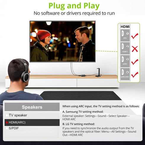 2.1M 192kHz, Dolby 5.1 5.1, LiNKFOR eARC/ARC Audio Extractor, HDMI eARC to Optical Converter with Audio Signal