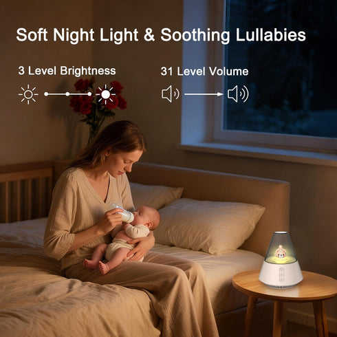 30 31-Level 3 Baby & Kids Sound Machine with Night Light for Nursery, White Noise Machine for Baby Sleep, Soothing