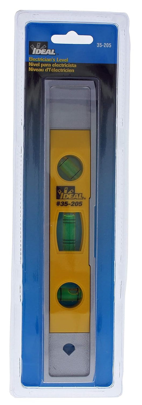IDEAL Electrical 35-205 Torpedo Level - 9 in. Aluminum Frame with 45 Degree Miter Reading, Earth Magnets, Vial