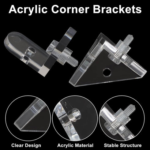 Piutouyar 20 Pack Acrylic Corner Brackets, Clear L-Shaped & Triangle Corner Brace Decorative Corner Brace Support Shelf
