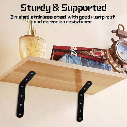 Luomorgo 4 5 3 Inch, Pcs L Brackets for Shelves, Heavy Duty Stainless Steel L Shaped Bracket, Decorative Corner Brace