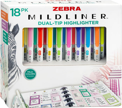 Zebra Pen Mildliner Double-Ended Highlighter Set, Broad and Fine Point Tips, Ideal
