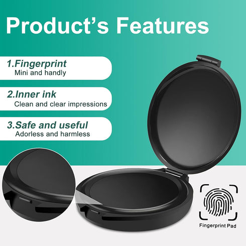 Fingerprint Ink Pads, Black Ink Pad Stamp Pad for Office Notary Supplies, 3 Pieces Identification Kit