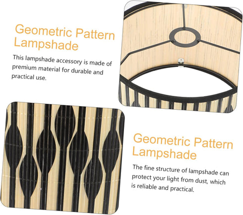LABRIMP Geometric Pattern Bamboo Lampshade Replacement Stylish Light Cover for Home Unique Lamp Accessory for Warm